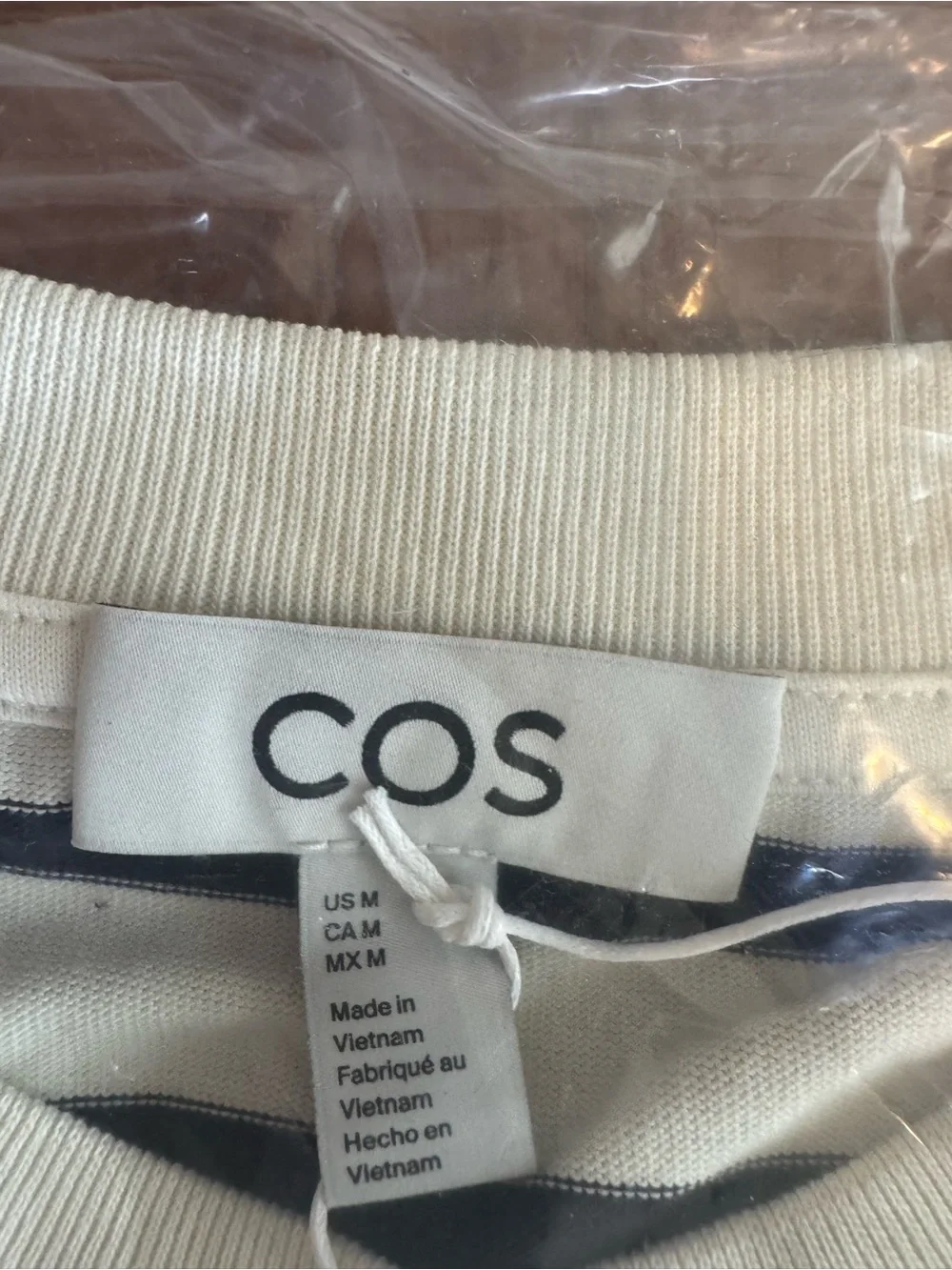 NWT COS Striped Tee Medium Navy White Quiet Luxury Minimalist - Picture 2 of 4